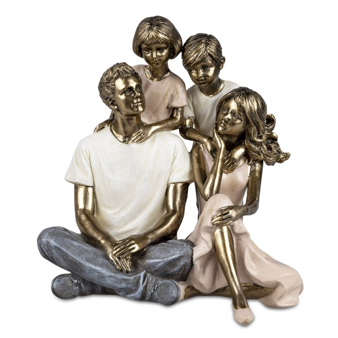 Familie sitzend 15cm Antik-gold