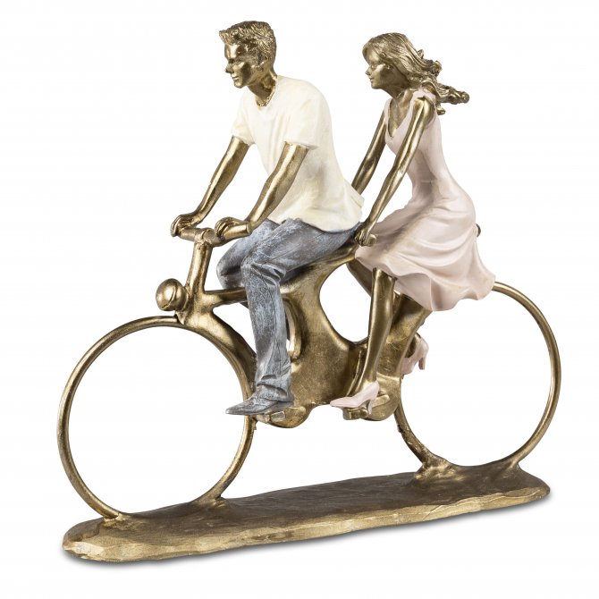 Paar auf Fahrrad Antik-gold