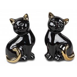 Katze 14cm Schwarz-Gold