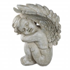 Engel sitzend 20cm Antik-Creme