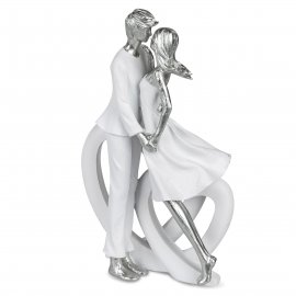 Paar neben Herz 23cm Weiss-Silber