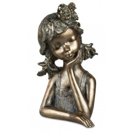 Büste Mädchen 32cm Bronzefarben