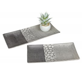 Deko-Schale länglich silber-grau