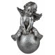 Engel auf Kugel 40cm Antik-Silber