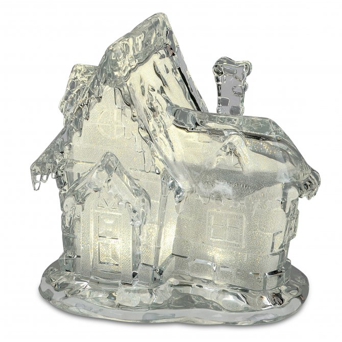 Winterhaus 16cm Acryl mit Licht