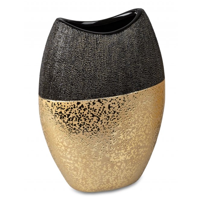 Vase oval Champagner-Schwarz