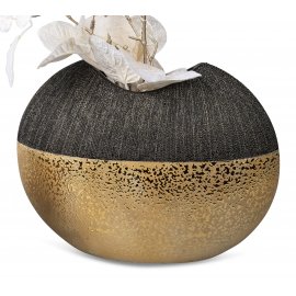 Vase oval breit Champagner-schwarz