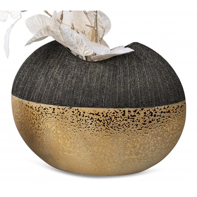 Vase oval breit Champagner-schwarz