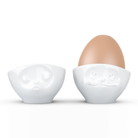 Eierbecher Set - küssend/verträumt weiß