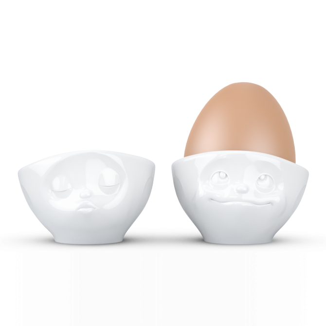 Eierbecher Set - küssend/verträumt weiß