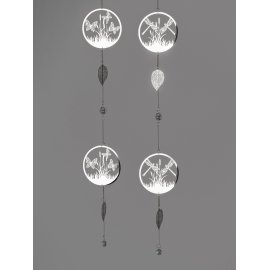 Hängedeko Kreis Blatt Edelstahl silber