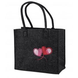 Tasche 34x40cm Herz Filz schwarz