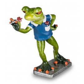 Frosch Dartspieler mit blauem Shirt