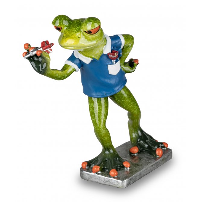 Frosch Dartspieler mit blauem Shirt