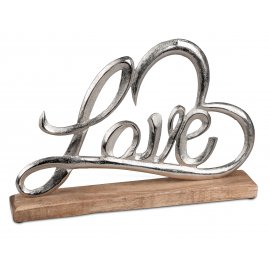 Love mit Herz 22cm Alu Mango-Holz