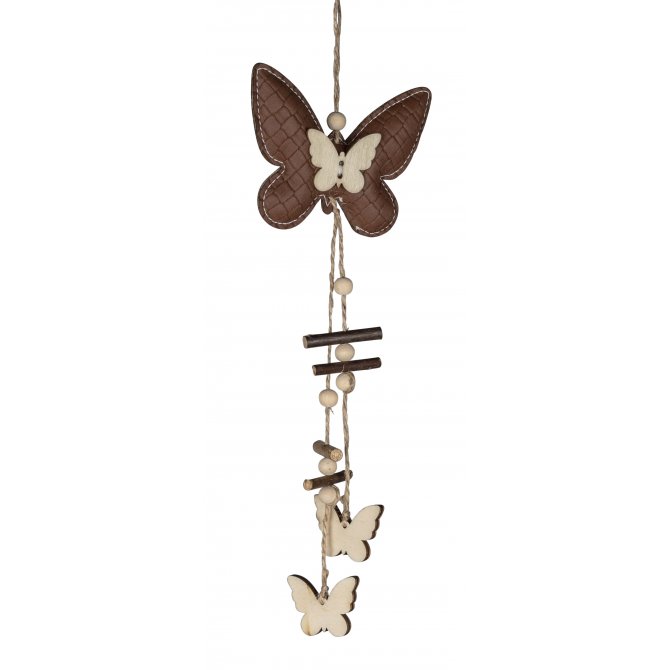 Hänger Schmetterling 30cm Leder-Holz Mix