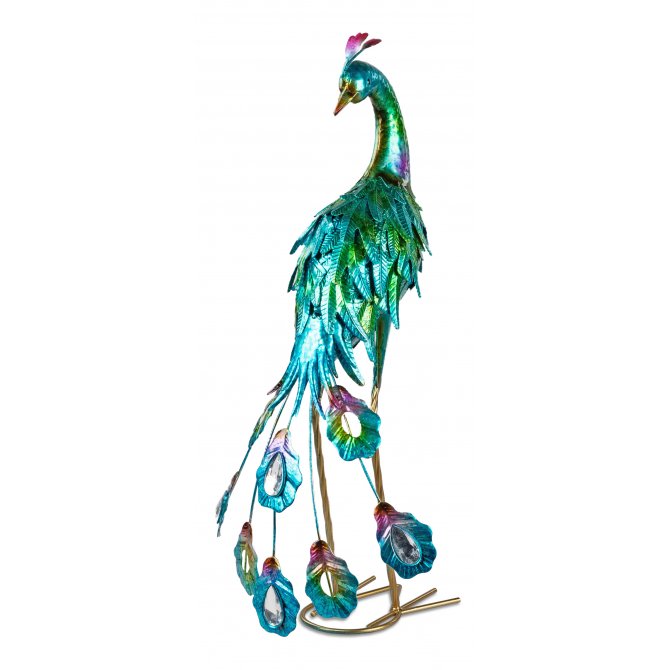 Pfau stehend 60cm Metall blau-grün