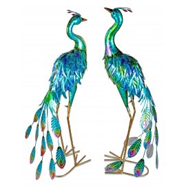 Pfau stehend 80cm Metall blau-grün