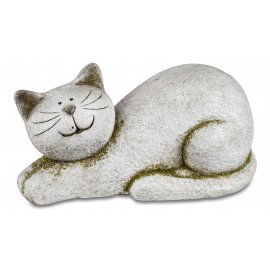 Katze liegend 34cm Steinfarben
