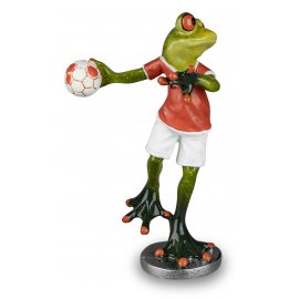 Frosch Handballer mit orangenem Trikot