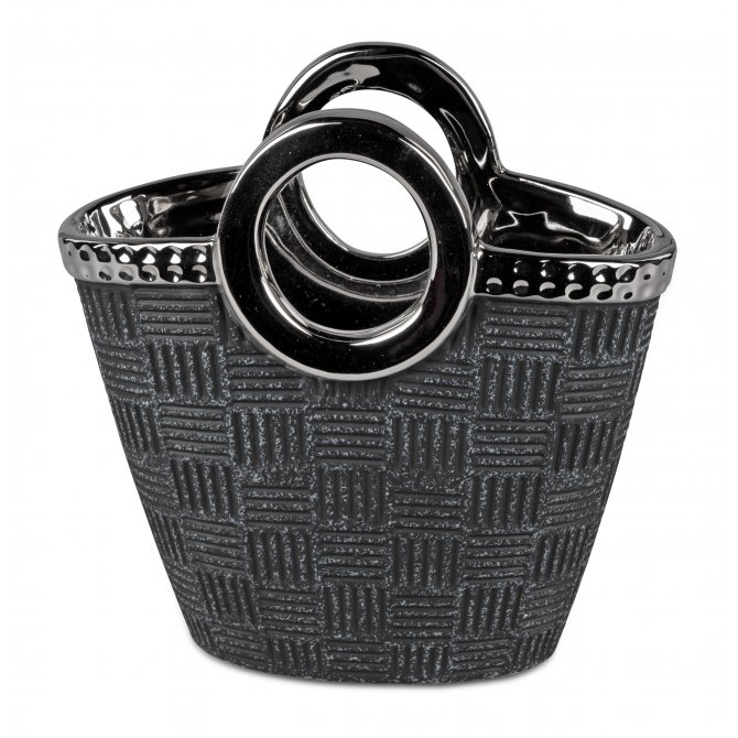Vase Tasche Anthrazit-Silber