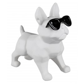 Hund mit Sonnenbrille Weiss-matt