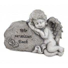 Engel liegend an Stein 18cm Trauer