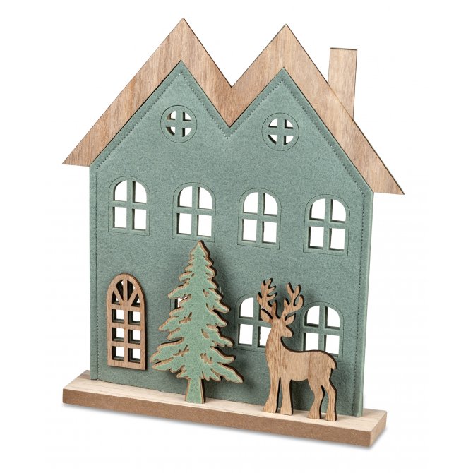 Haus mit Hirsch 30cm Filz