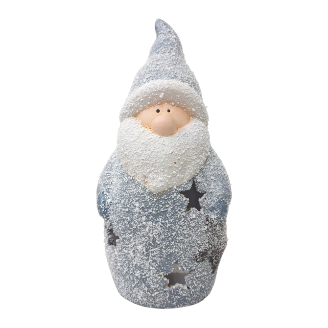 Windlicht Santa, grau, 22,5 cm