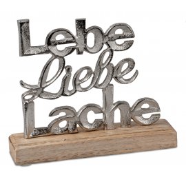 Lebe Liebe Lache 24cm Alu Mango-Holz