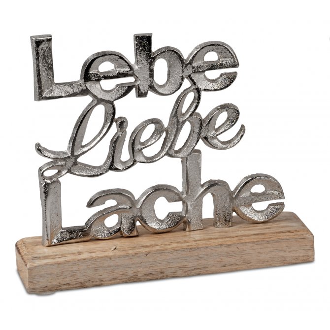 Lebe Liebe Lache 24cm Alu Mango-Holz