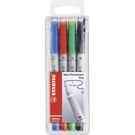 Folienstift - STABILO OHPen universal - wasserlöslich fein - 4er Pack - grün, rot, blau, schwarz