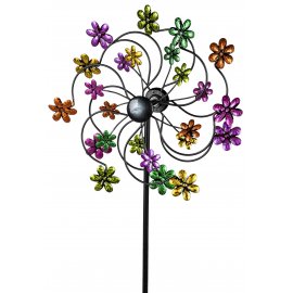 Windrad 34/124cm Metall - Blumen