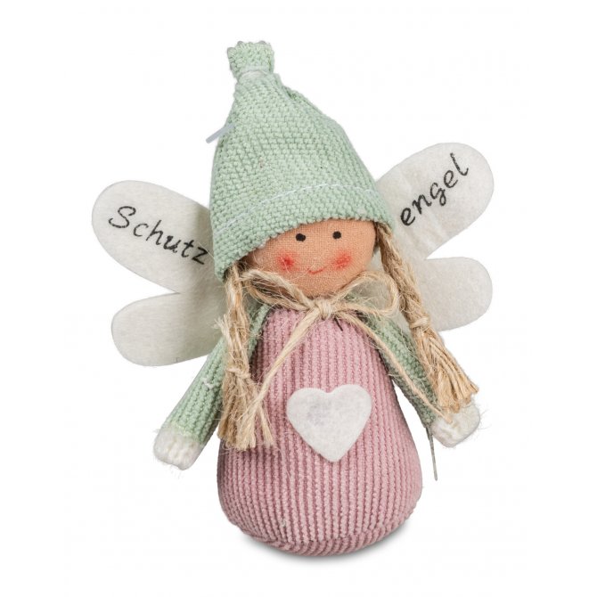 Schutzengel 8cm Textil sitzend