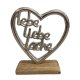 Lebe Liebe Lache mit Herz Alu Mango-Holz