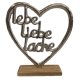 Lebe Liebe Lache mit Herz Alu Mango-Holz