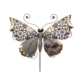 Stecker Schmetterling 114cm Metall schwarz-gold