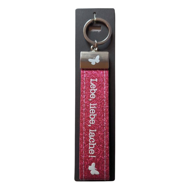 Schlüsselanhänger Filz Lebe Liebe Lache pink
