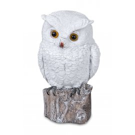 Eule 15cm auf Baumstumpf Winterzeit