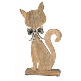 Katze 26cm Alu Mango-Holz