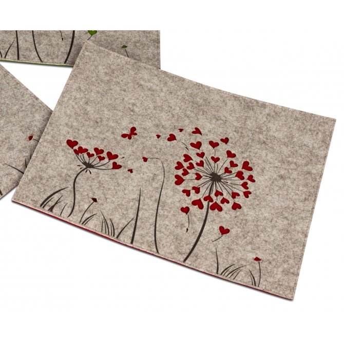 Platzset Herz Blumen 30x40cm Filz