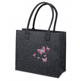 Tasche 34x40cm Schmetterlinge schwarz Filz