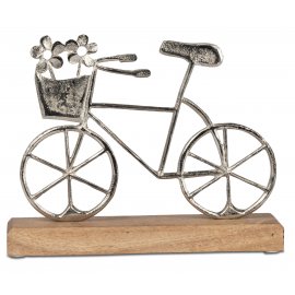 Fahrrad 20cm mit Blumen Alu Mango-Holz
