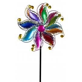 Windrad 30/122cm bunt mit goldenen Kugeln Metall