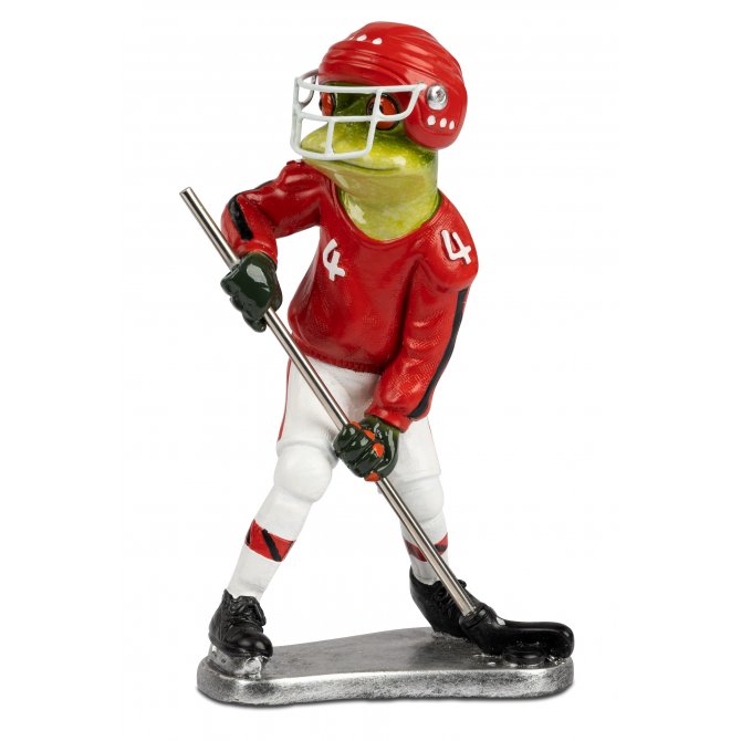 Frosch Eishockey mit rotem Trikot