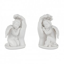 Engel in Hand 9cm Klassik-Weiss
