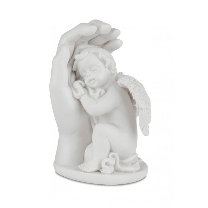 Engel in Hand 9cm Klassik-Weiss
