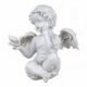 Engel sitzend mit Vogel 16cm Klassik-Weiss