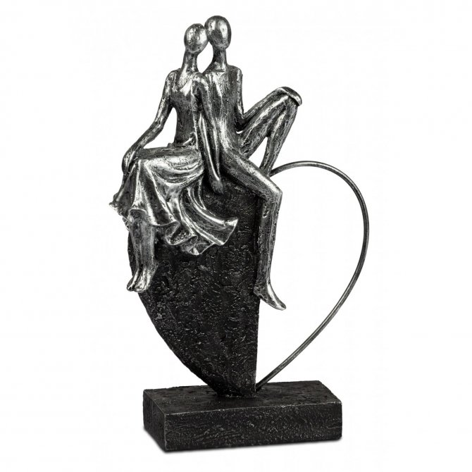 Deko-Objekt Paar auf Herz 29cm Schwarz-Silber