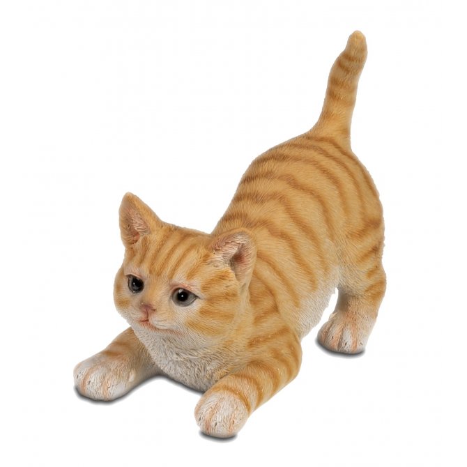 Katze 16cm lauernd Natur